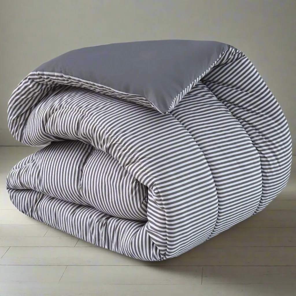 1 PC Double Winter Comforter-Grey Stripes