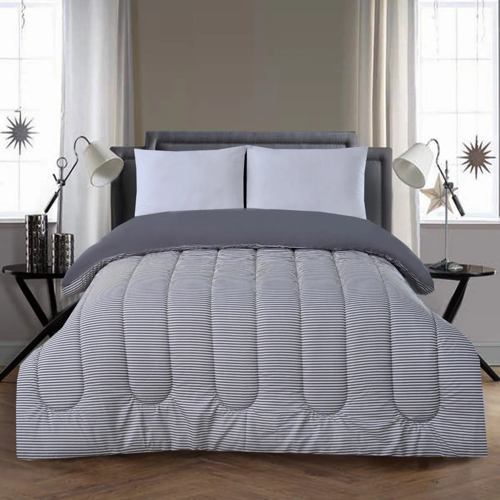 1 PC Double Winter Comforter-Grey Stripes