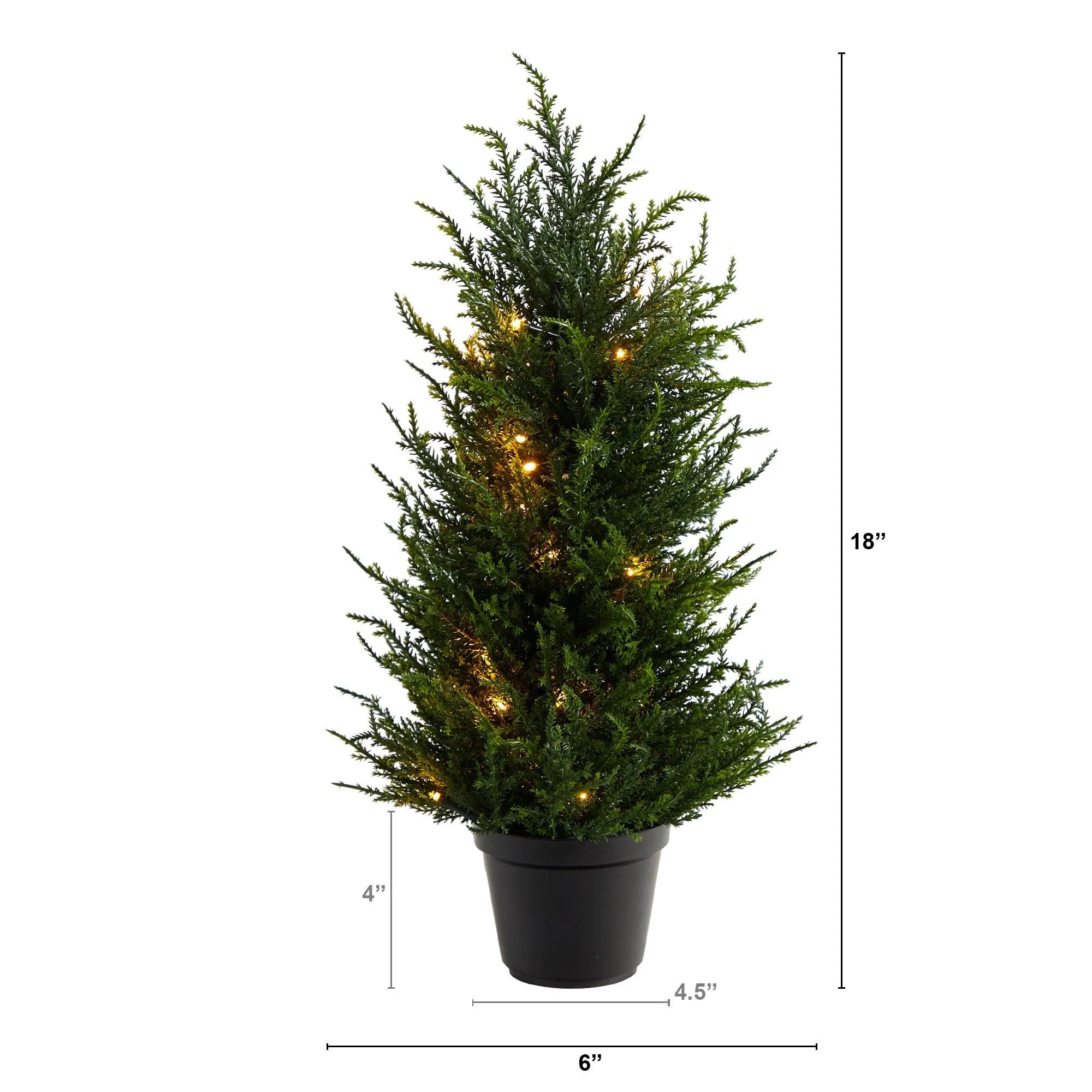 18” Cedar Artificial Tree with LED Lights UV Resistant (Indoor/Outdoor)