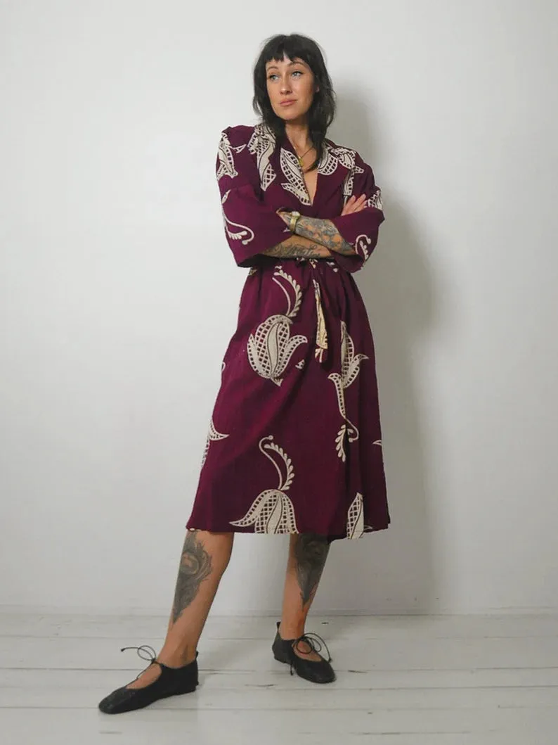 1950's Botanical Print Wrap Dress