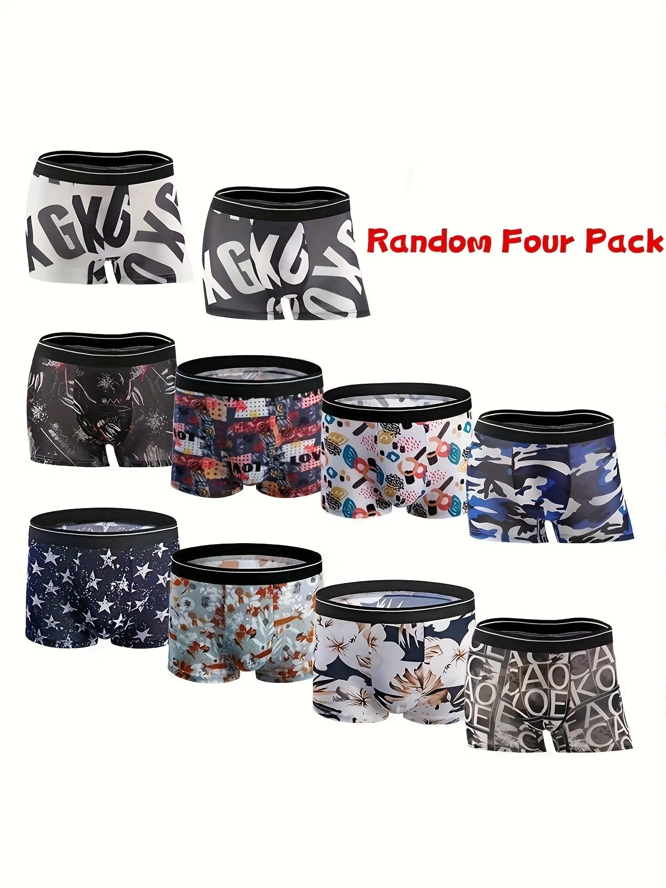 4pcs Mens Fashion Boxer Briefs Stylish Breathable and Comfortable