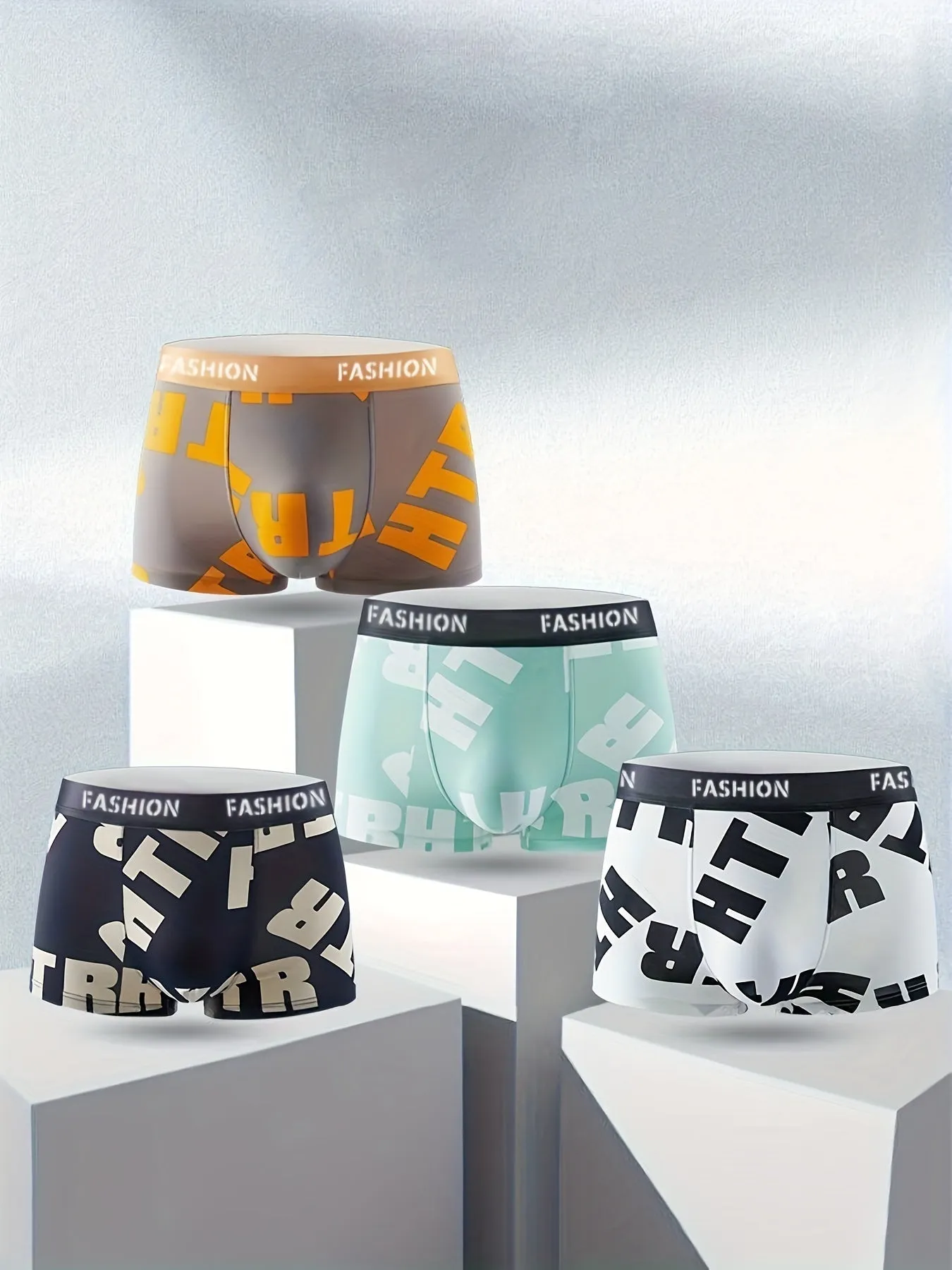 4pcs Mens Fashion Boxer Briefs Stylish Breathable and Comfortable