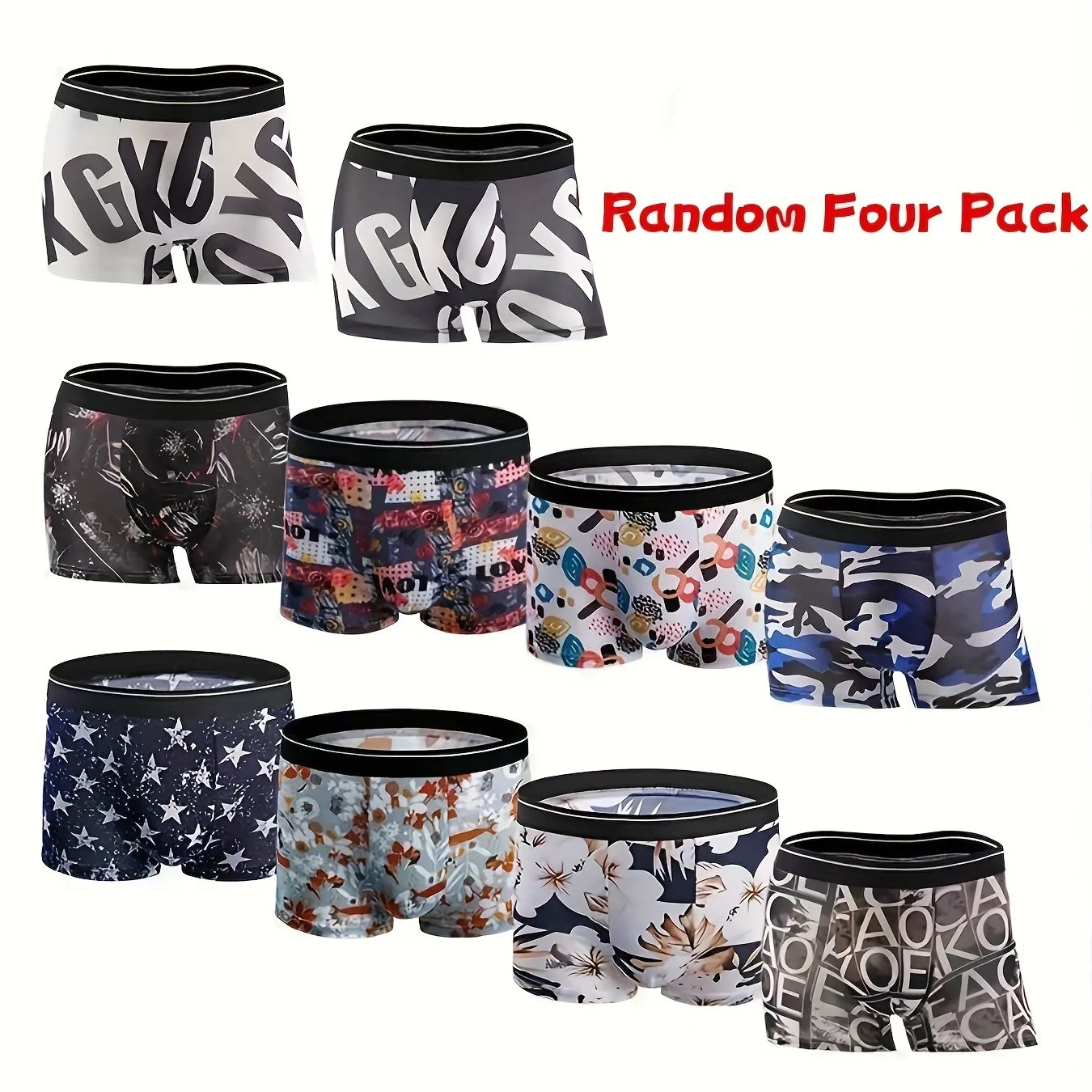 4pcs Mens Fashion Boxer Briefs Stylish Breathable and Comfortable