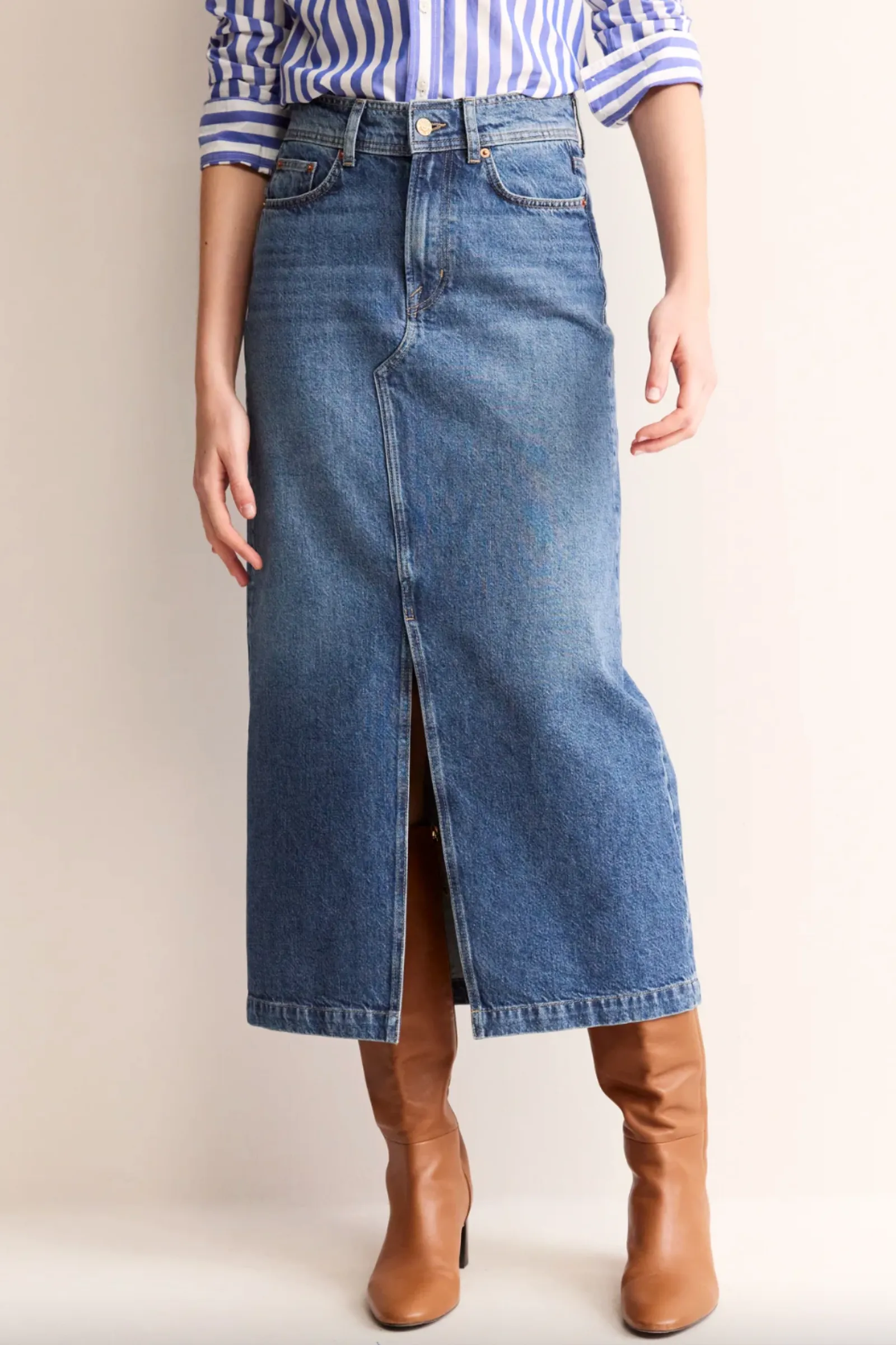 5 Pocket Denim Maxi Skirt