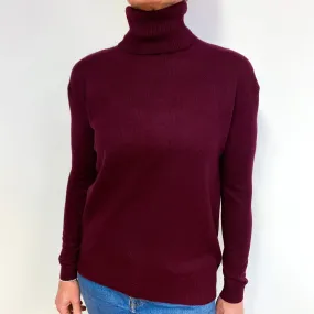 A Mulberry Red Cashmere Polo Neck Jumper Medium