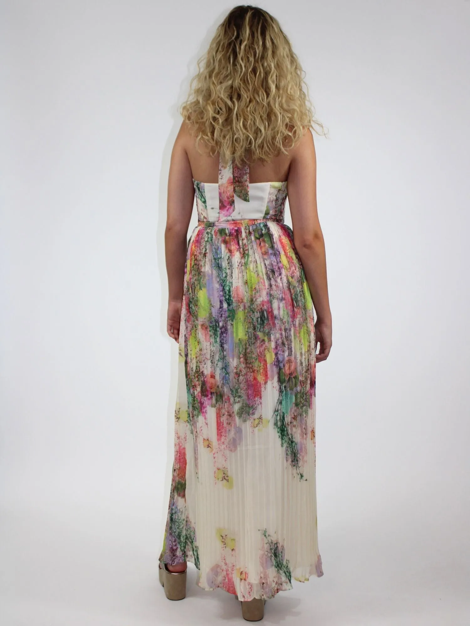 Abstract Flowy Halter Dress