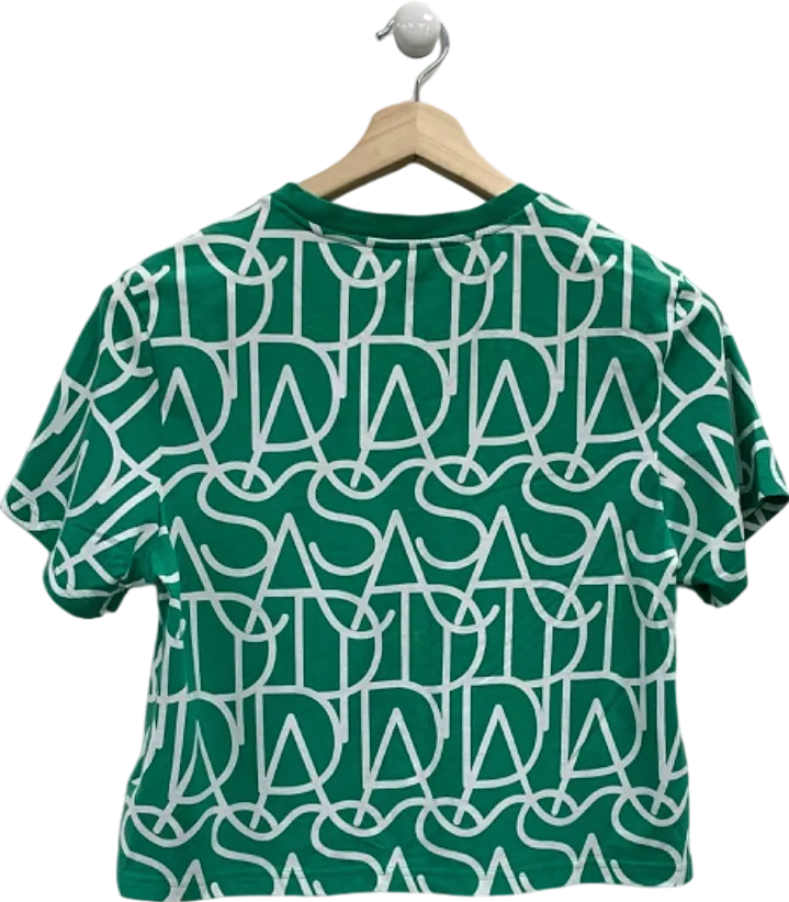 Adidas Green Patterned T-Shirt UK S