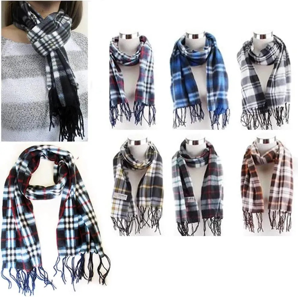 Adult Fleece Lined Winter Hat with Fleece Plaid Scarf Thermware Winter Bundle