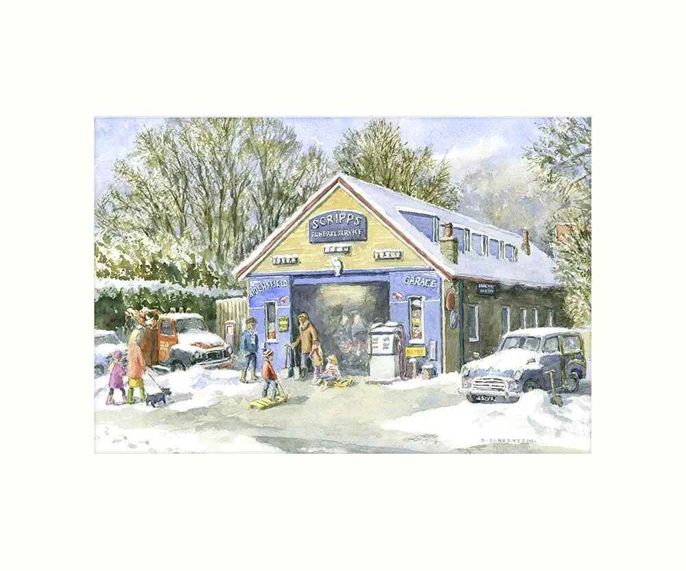 Aidensfield Garage in Winter Art Print