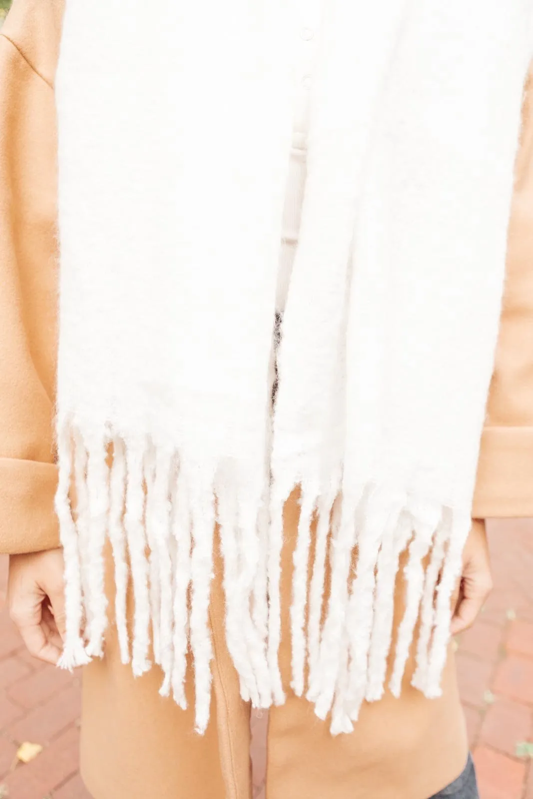 Artisan Fringe Scarf in White