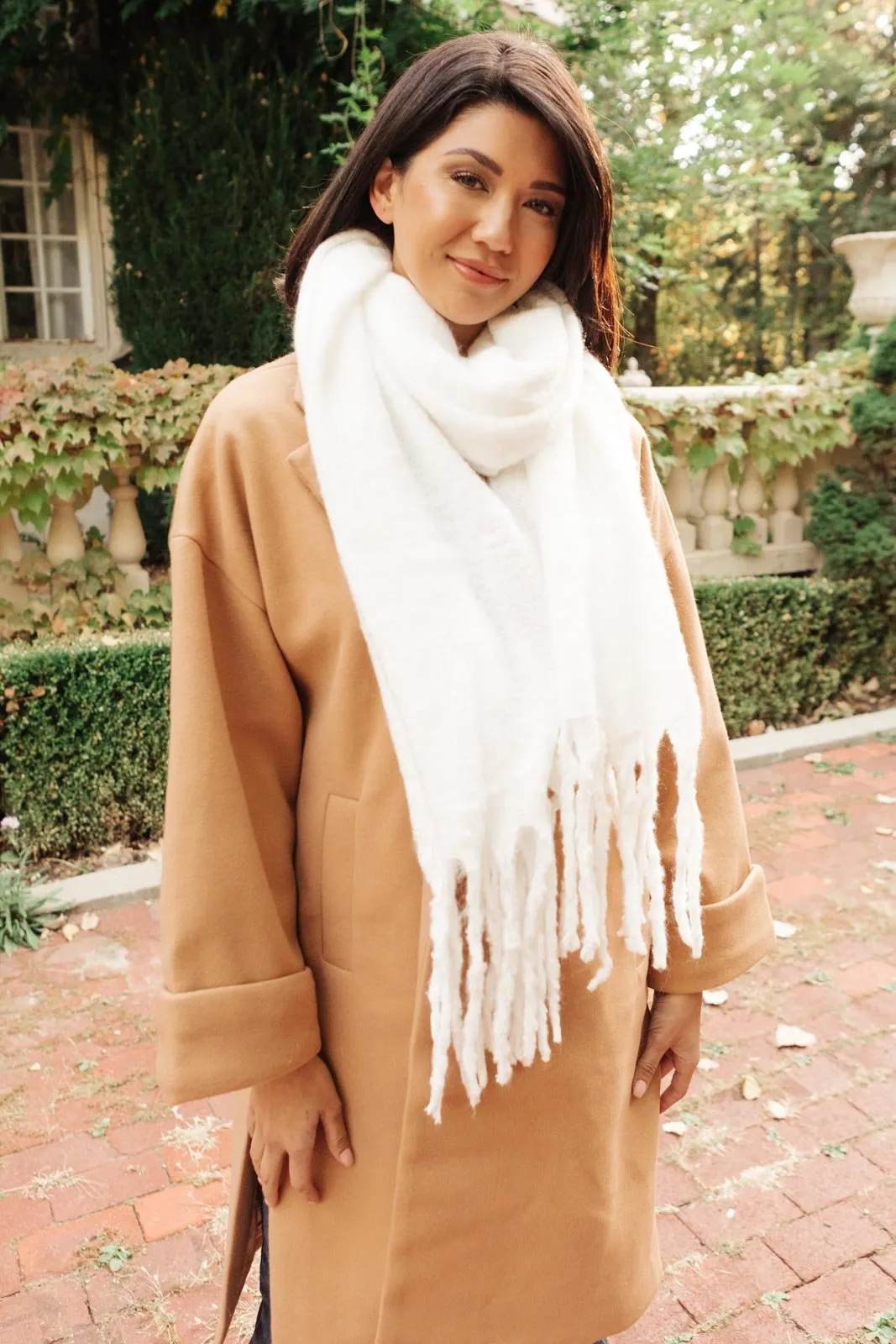 Artisan Fringe Scarf in White