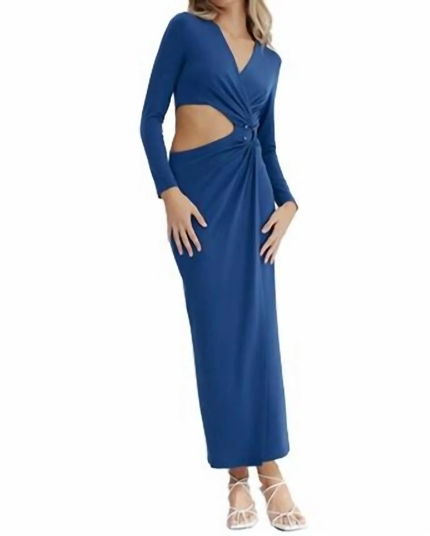 Audrey Long Sleeve Maxi Dress in Indigo