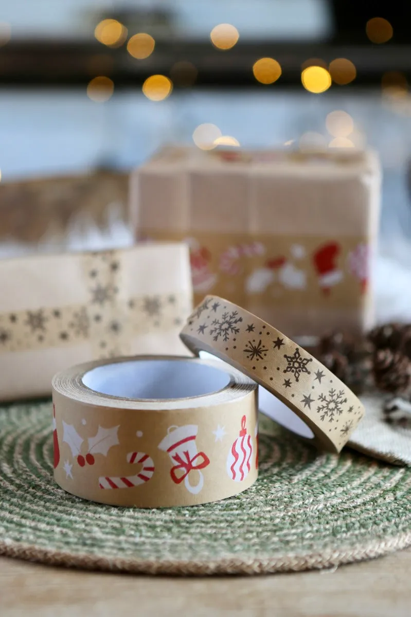 Babipur Kraft Eco Paper Tape - Snowflakes