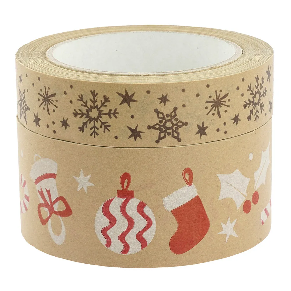 Babipur Kraft Eco Paper Tape - Snowflakes