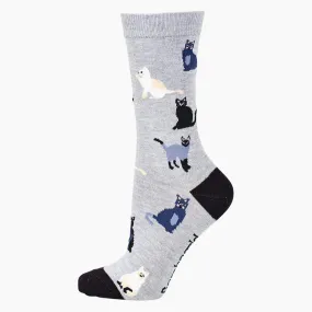 Bamboozld: Womens Cats Grey Bamboo Sock