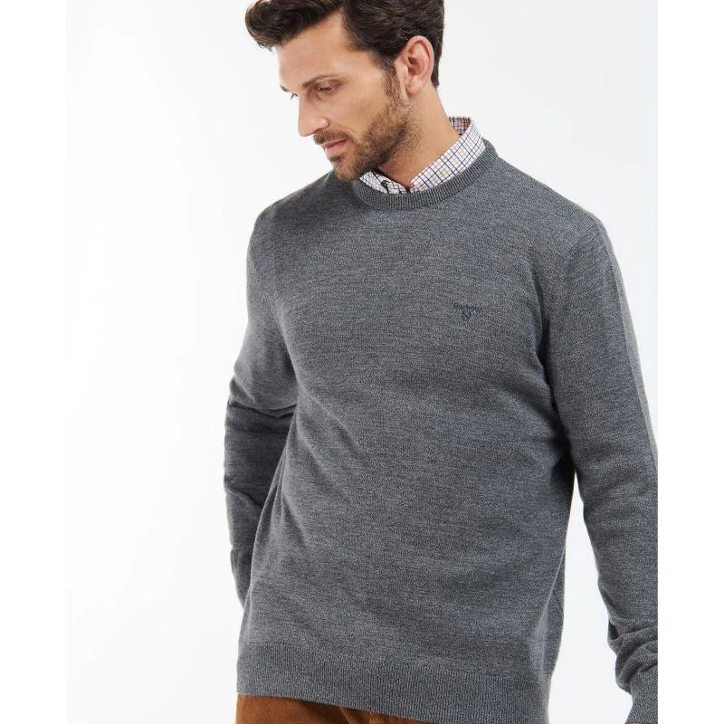 Barbour Firle Cotton Cashmere Mens Crew Neck Jumper - Grey Marl