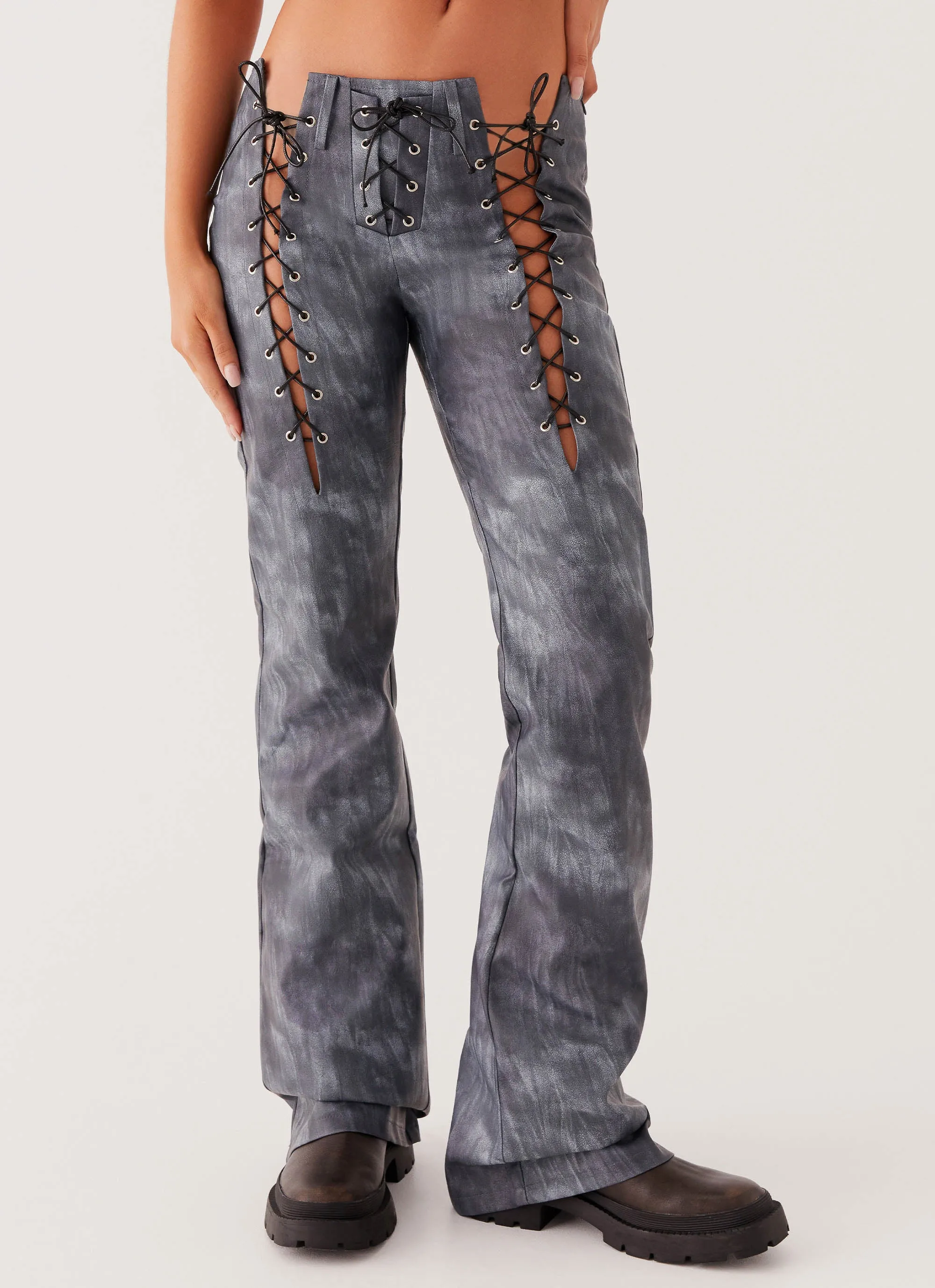 Better When I'm Dancing Lace Up Pants - Graphite