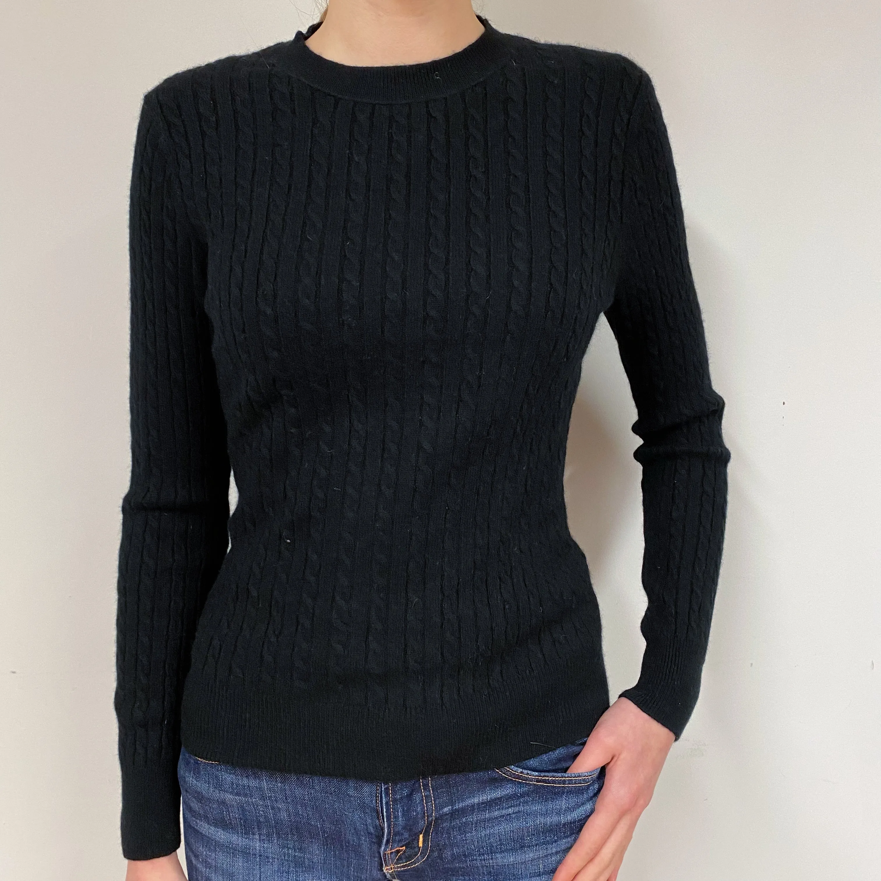 Black Crew Neck Cashmere Jumper Extra Small