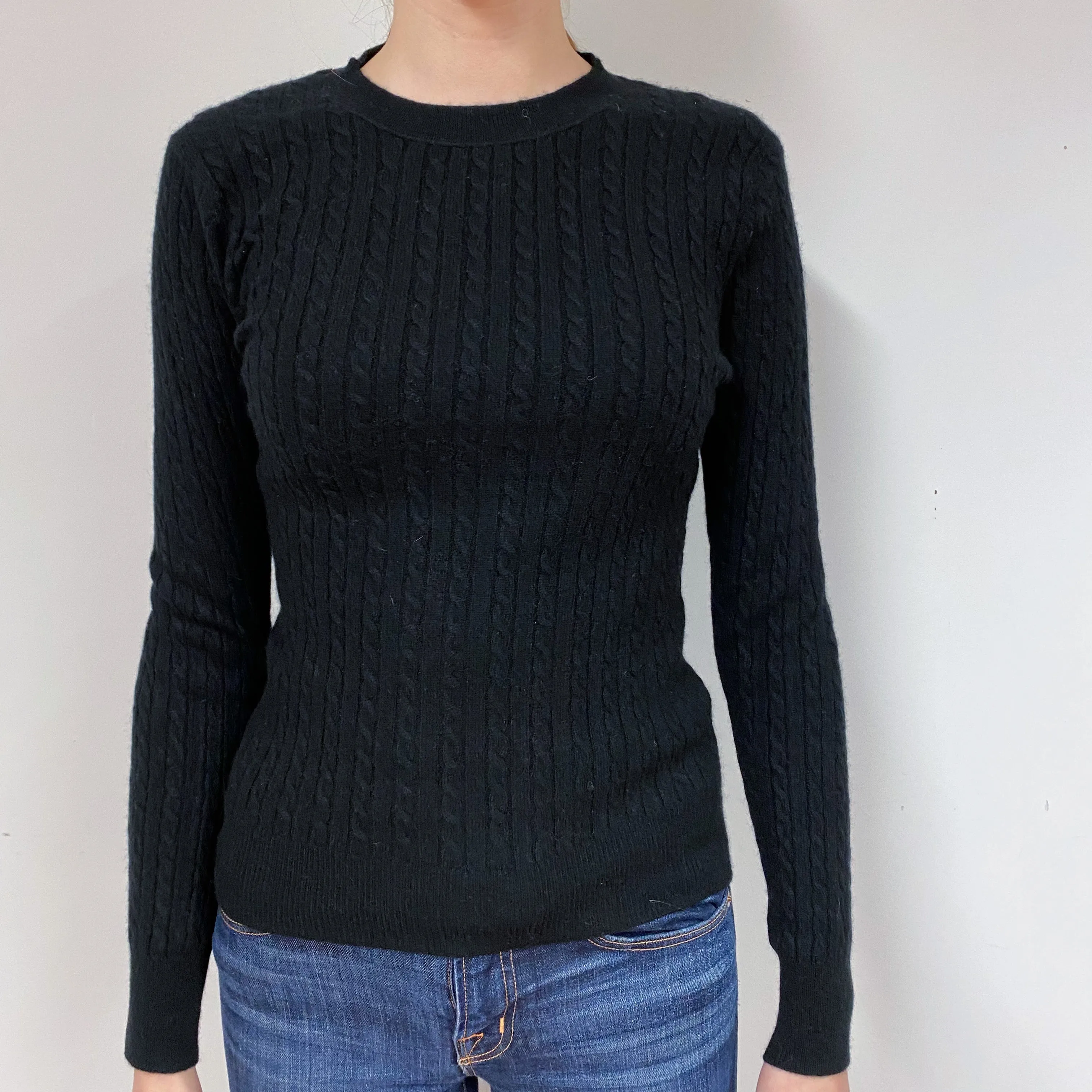 Black Crew Neck Cashmere Jumper Extra Small