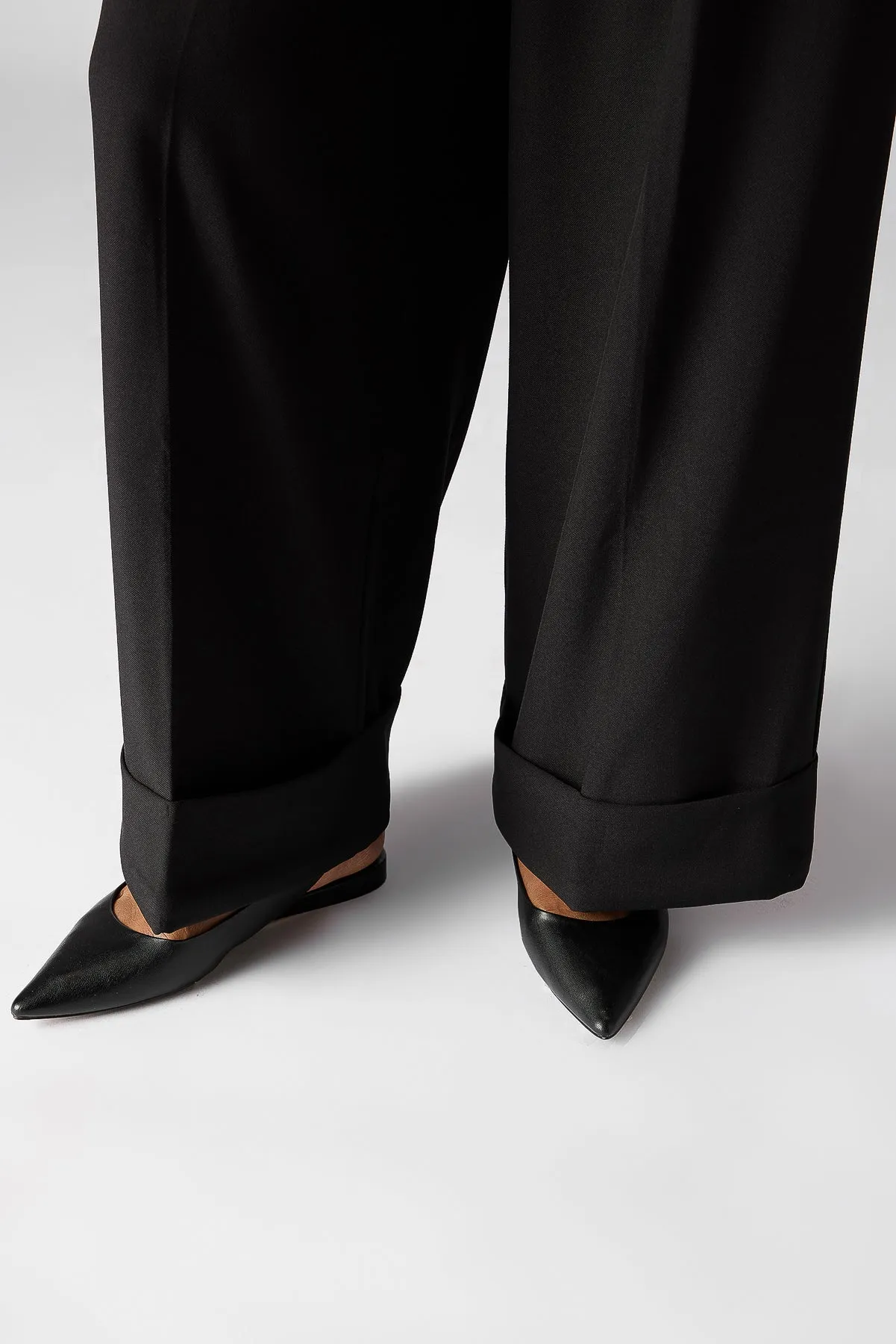 Black Flared Pleated Korean Pants