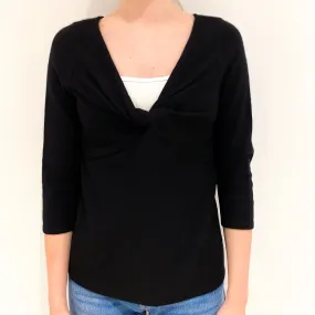 Black Knot Front Cashmere V-Neck Jumper Extra Small