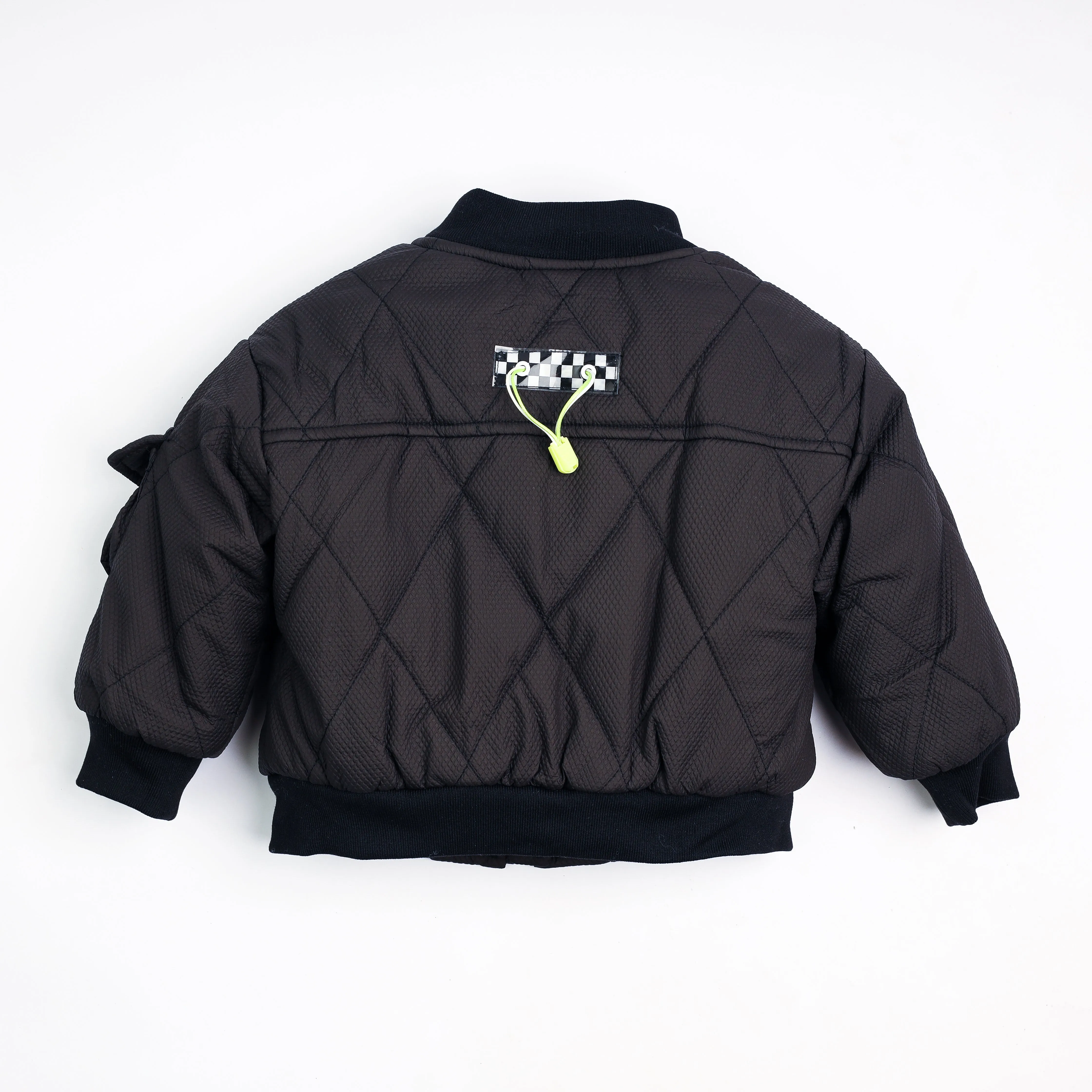 Black Suede Quilted Jacket For Boys 7200