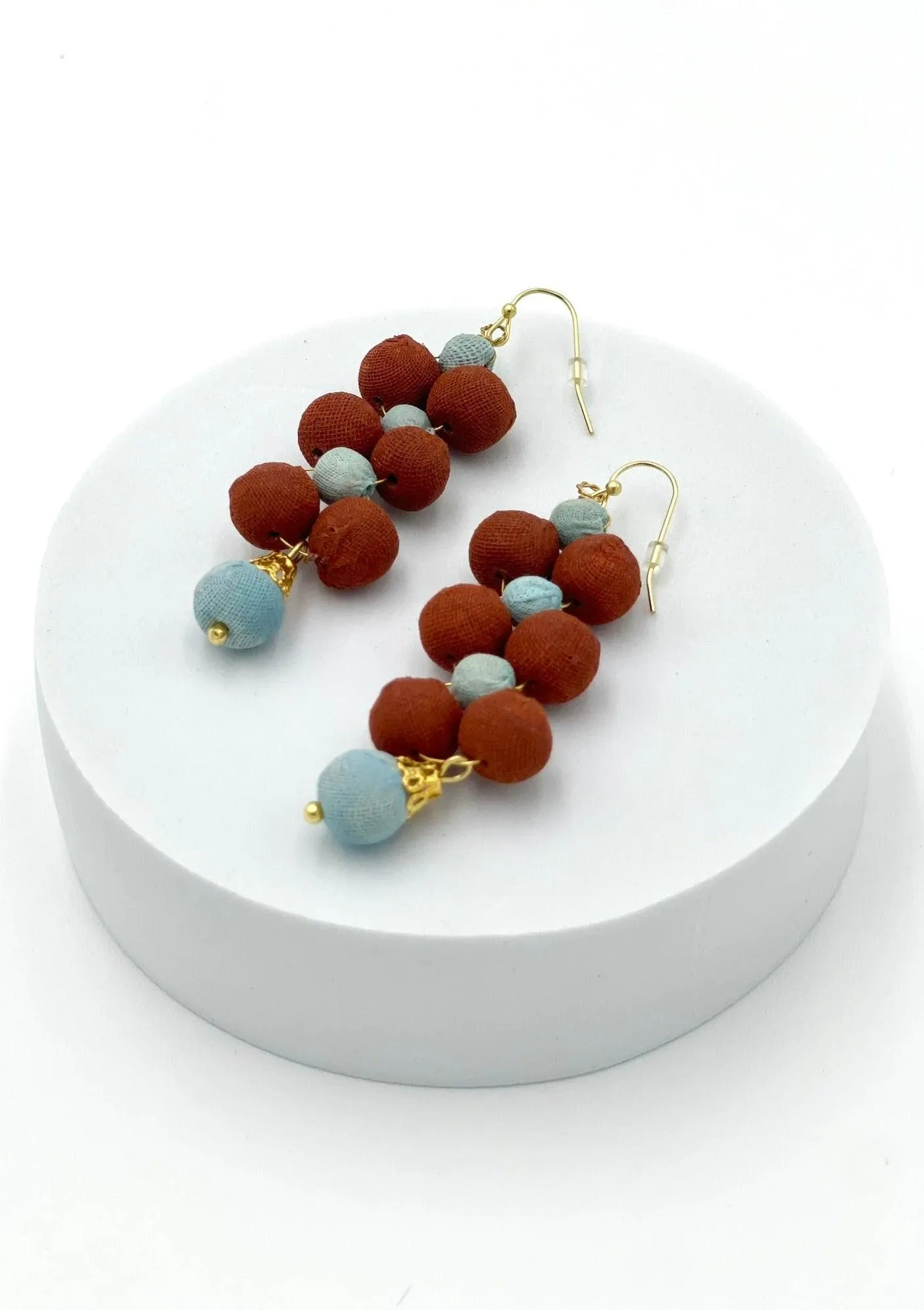 Blue and Brown Droplet Earrings