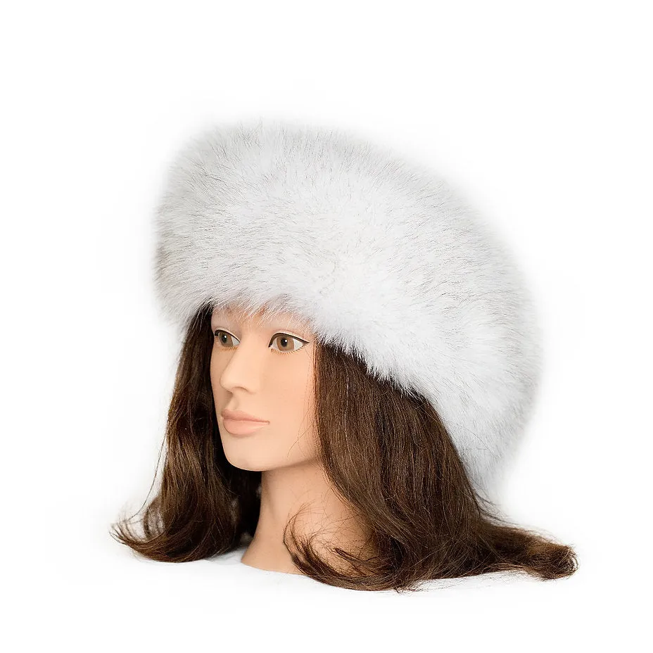 Blue Fox Fur Headband Womens  (Made in Canada)