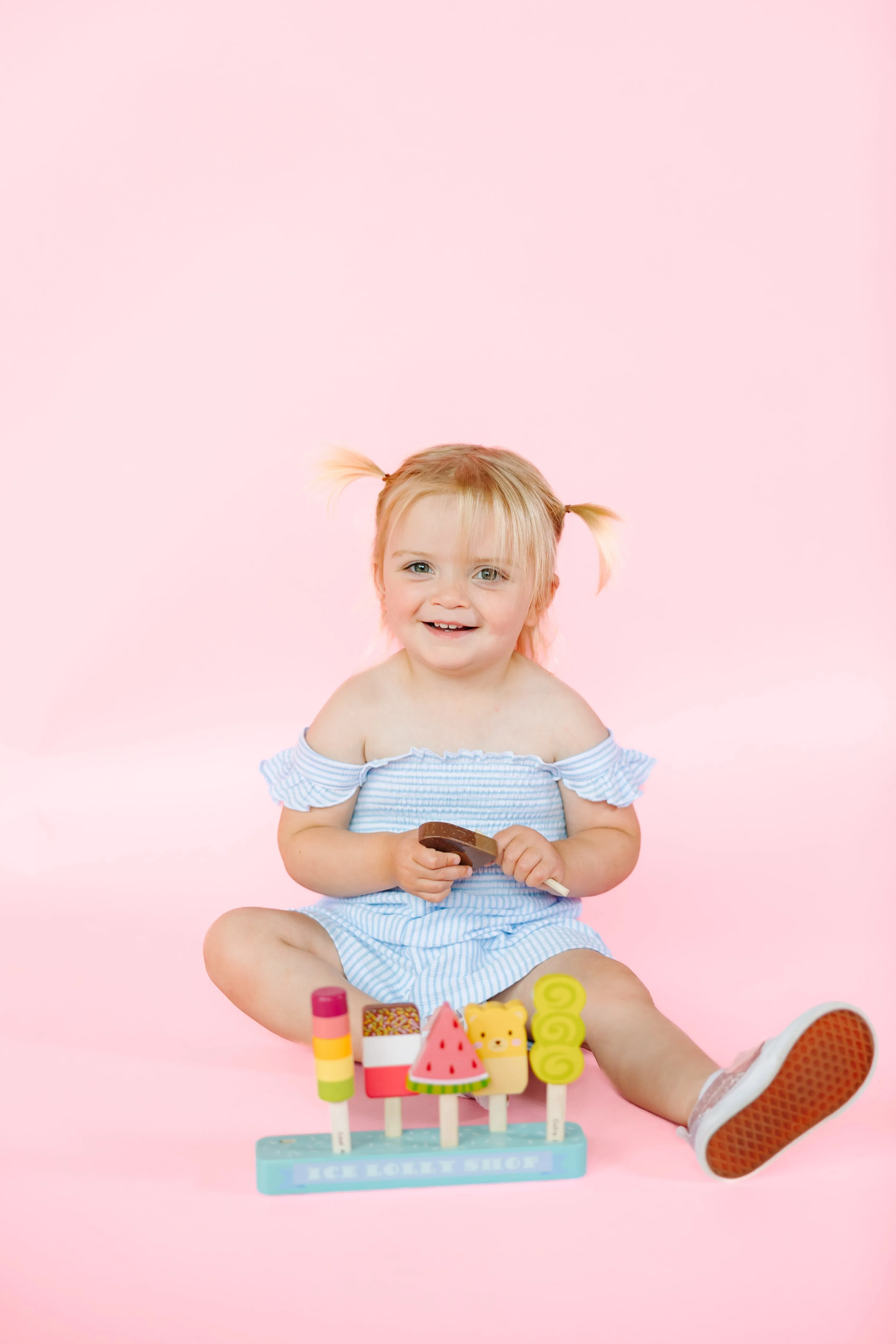 Blue Striped Seersucker Knit Romper