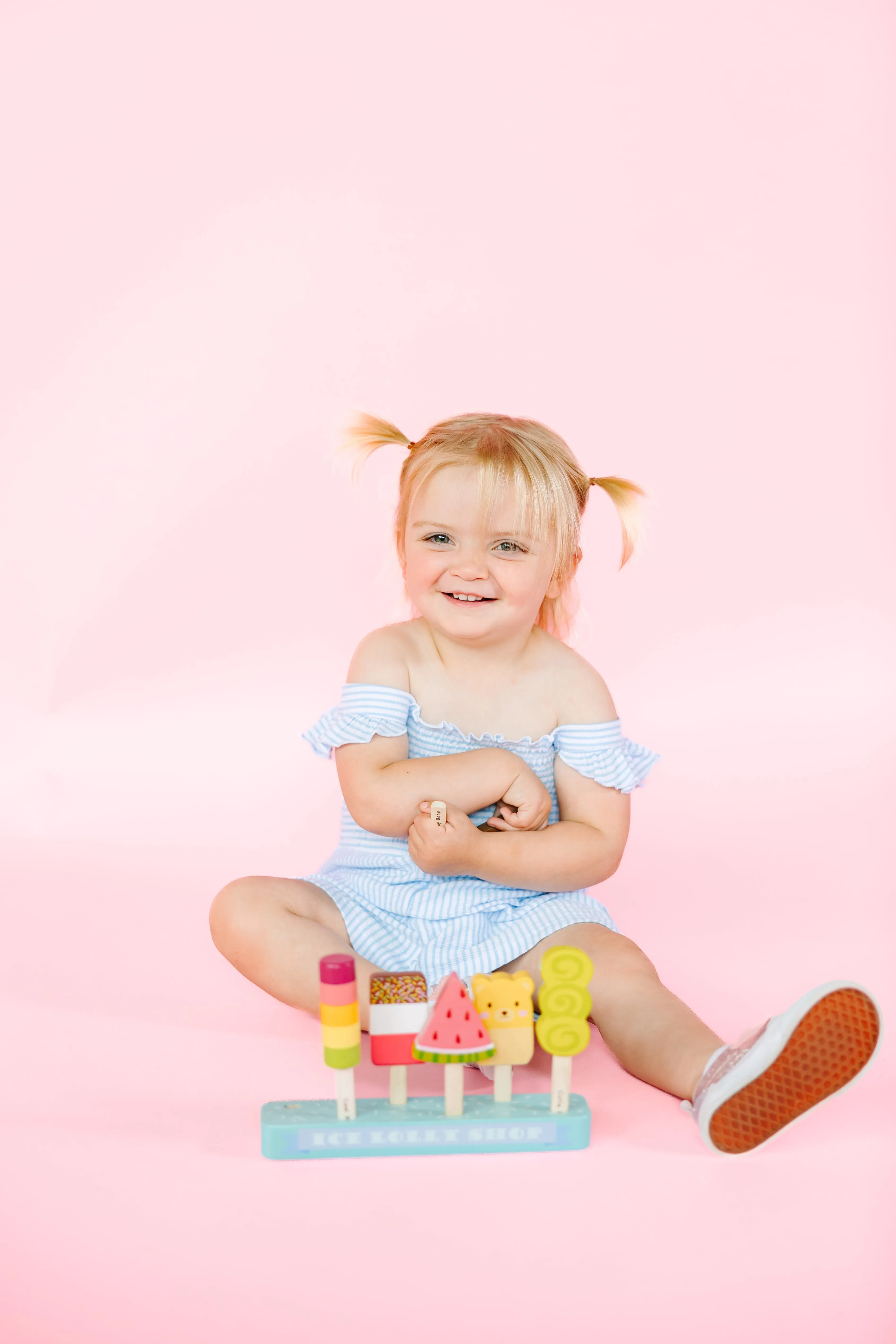 Blue Striped Seersucker Knit Romper