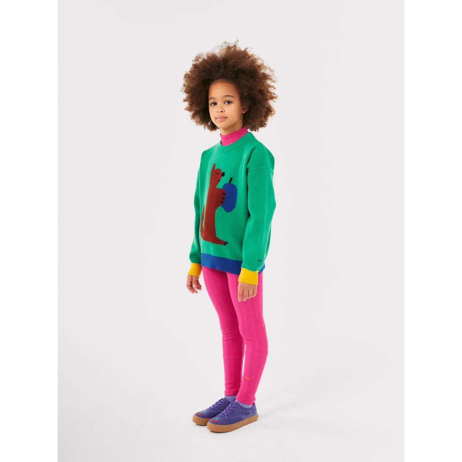 Bobo Choses Green Hungry Squirrel Jacquard Jumper