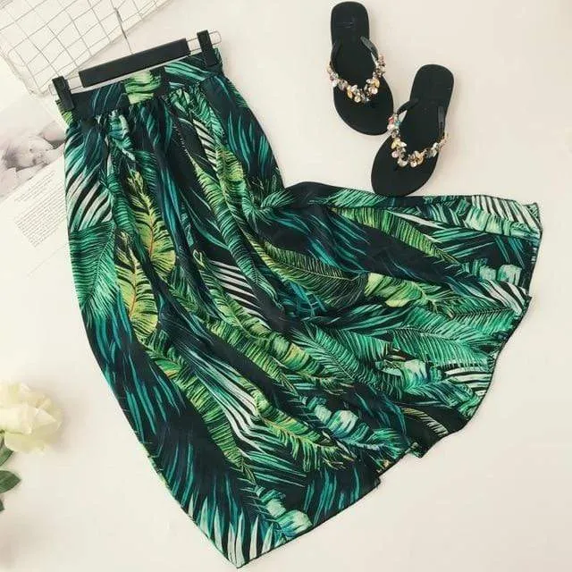 Boho Tropical Green Skirt