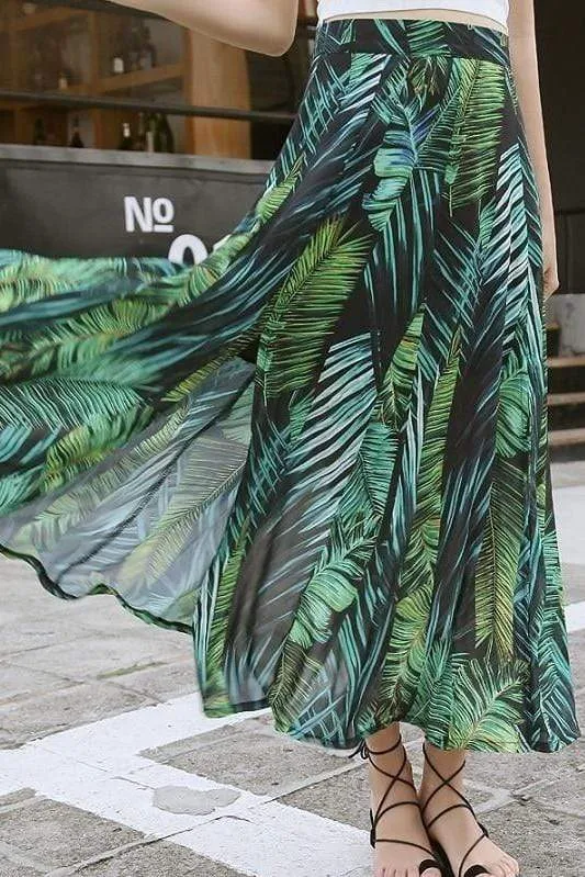 Boho Tropical Green Skirt