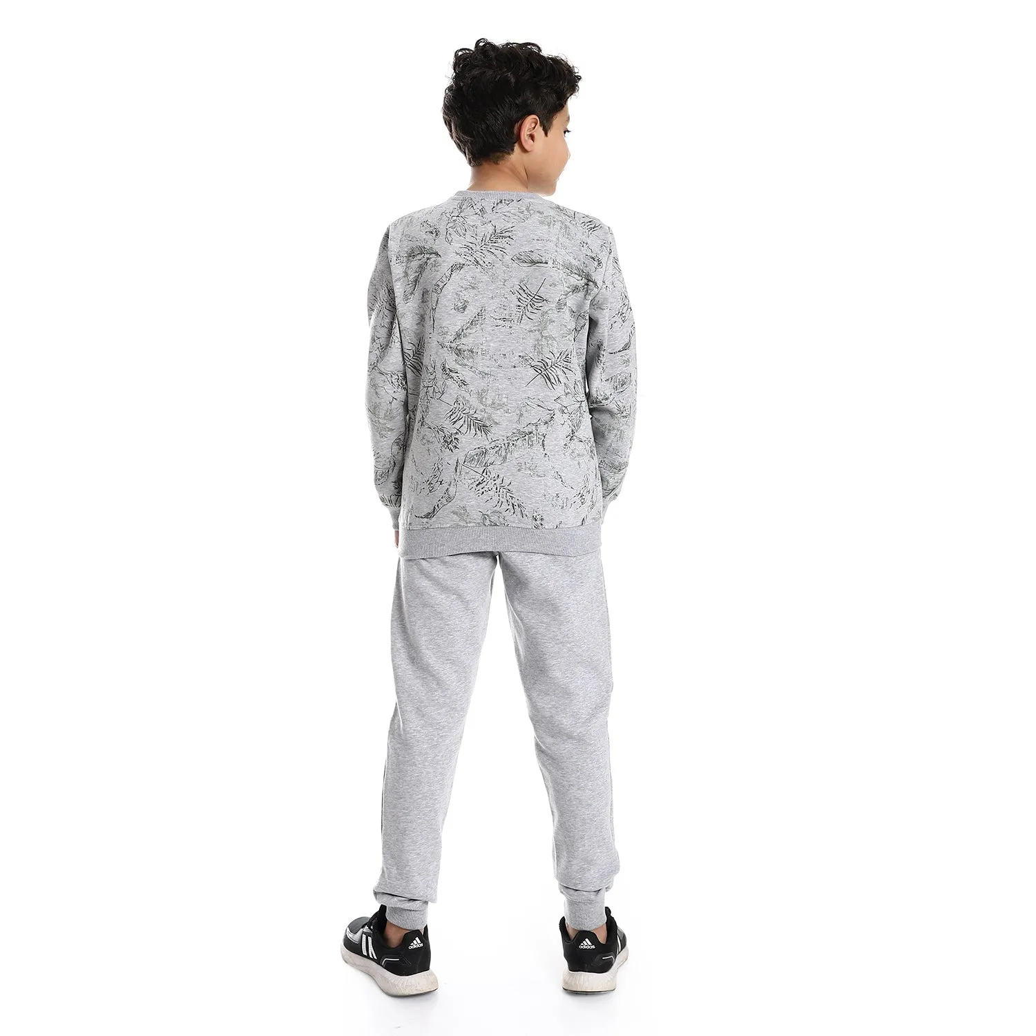 Boys' Winter Pajama Set, Printed Sweatshirt and Pant - Grey