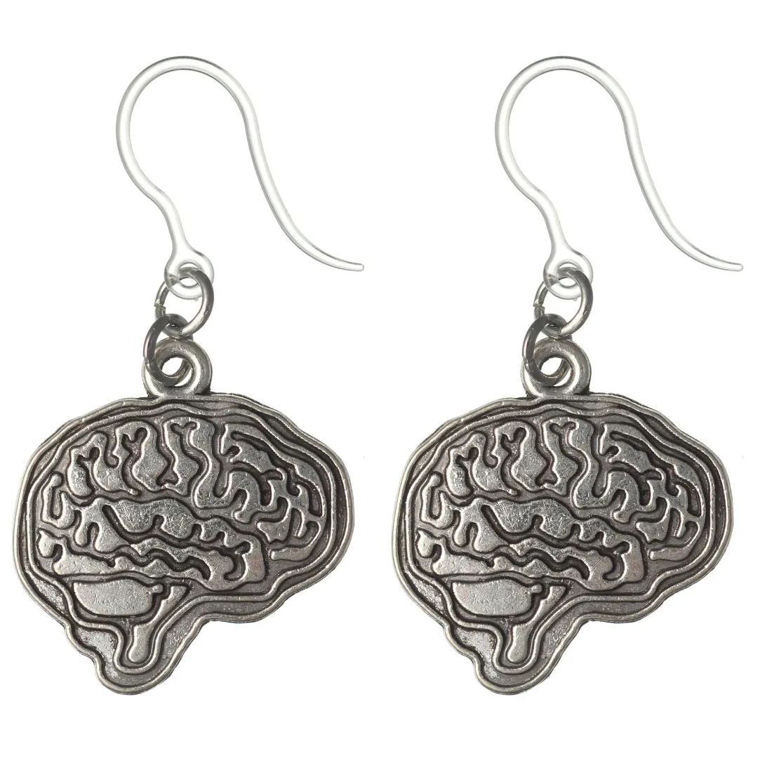 Brain Dangles Hypoallergenic Earrings for Sensitive Ears Made with Plastic Posts