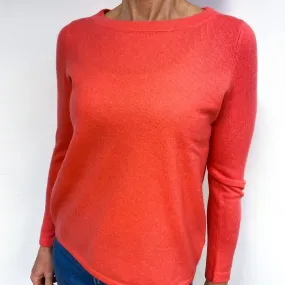 Bright Coral Cashmere Crew Neck Jumper Medium