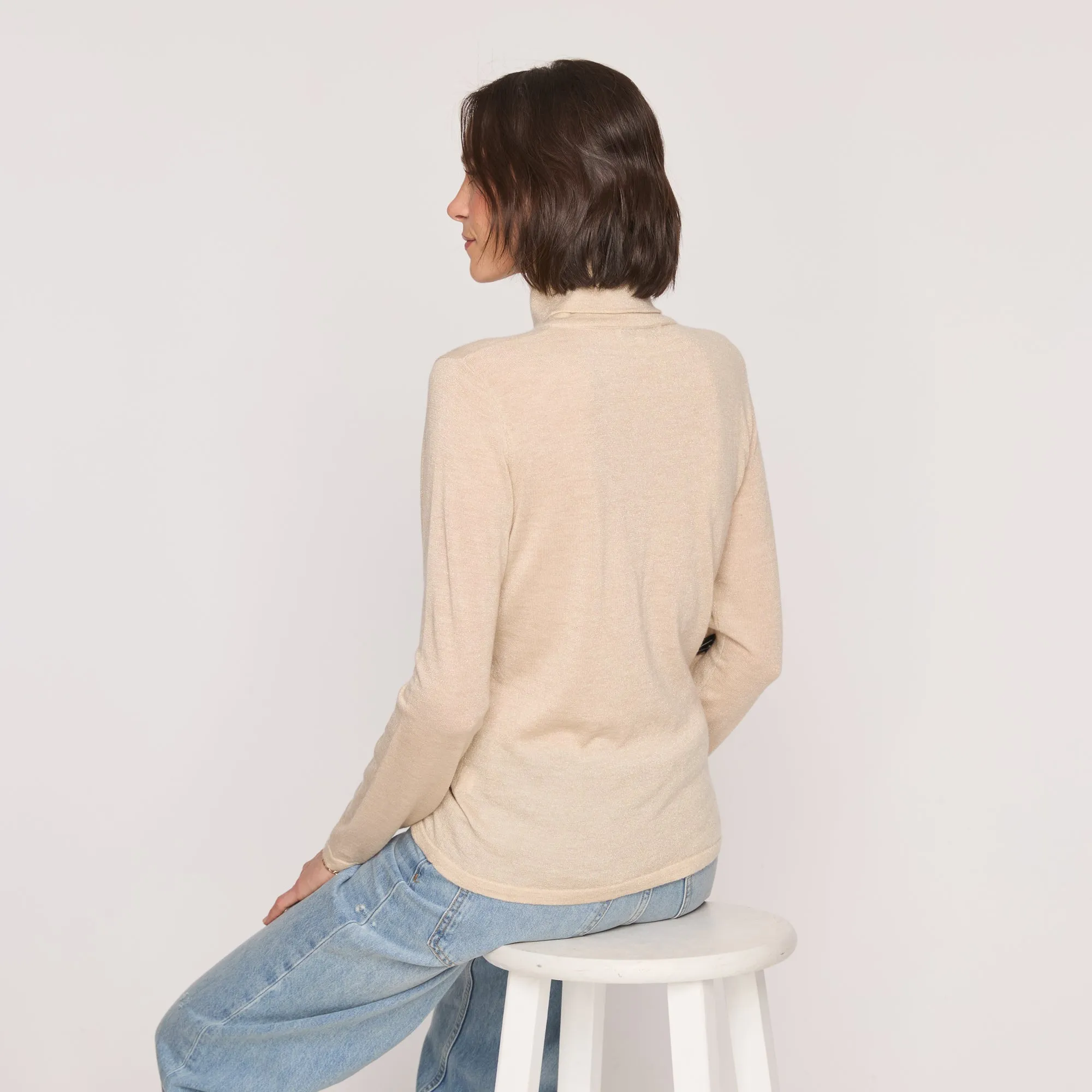 California Cashmere Lurex Turtleneck