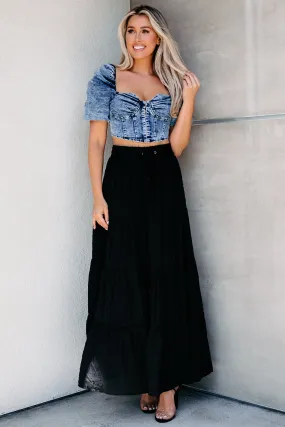 Call It A Crush Swiss Dot Maxi Skirt (Black)