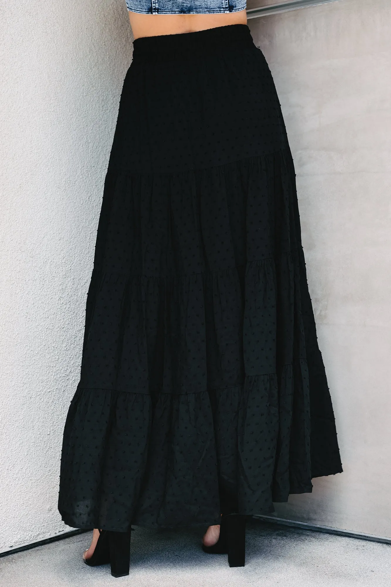 Call It A Crush Swiss Dot Maxi Skirt (Black)