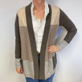 Camel Colour Block Cashmere Cardigan Medium