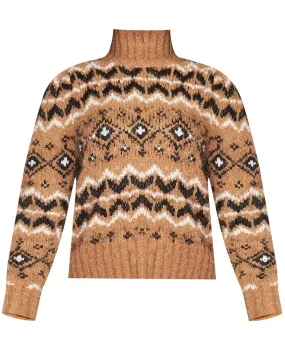 Camel Multi Chiana Embellished Fair Isle Sweater