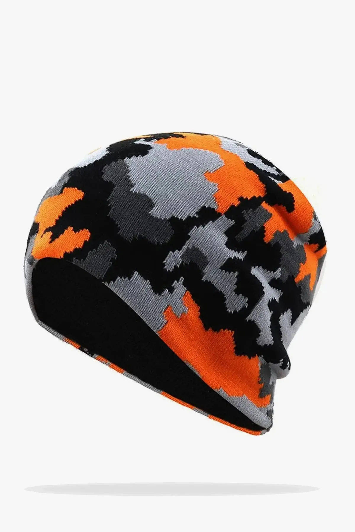 Camouflage Orange Knitted Beanie - W22 - UBH0017