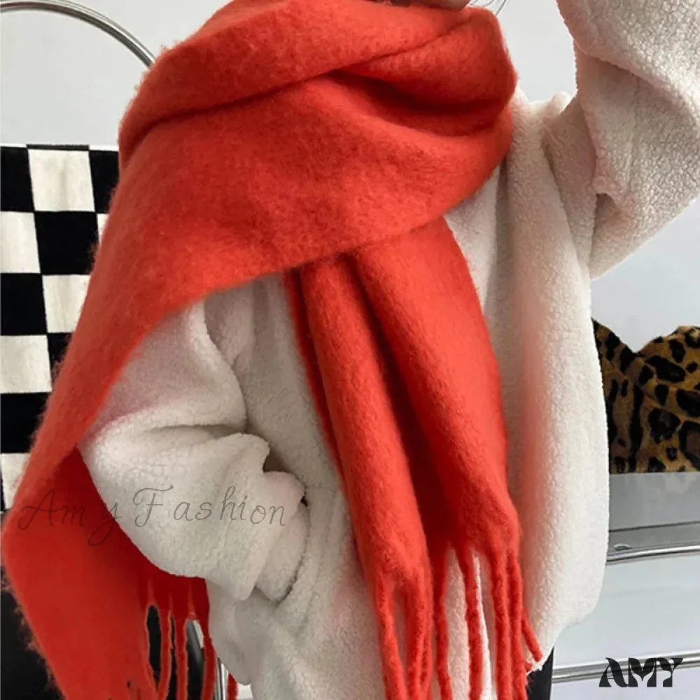 Cashmere Scarves for Women - Thick and Warm Muffler with Tassel Detail