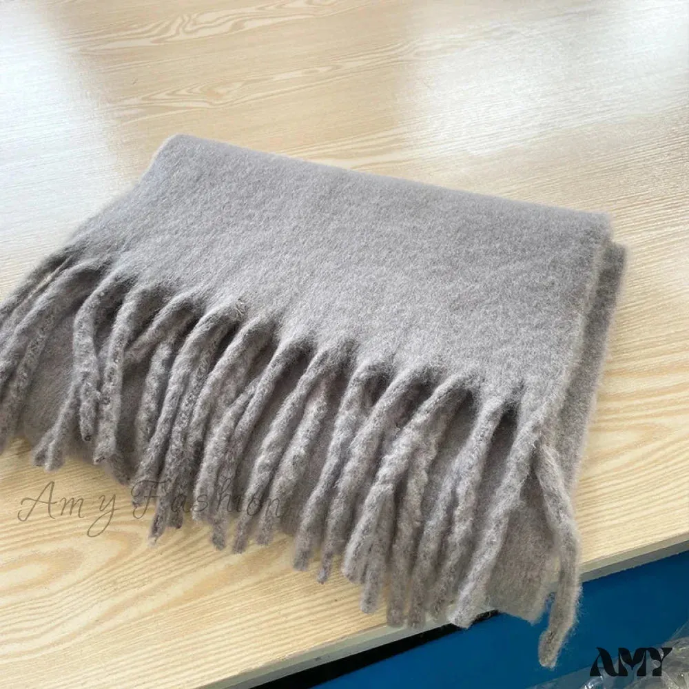 Cashmere Scarves for Women - Thick and Warm Muffler with Tassel Detail