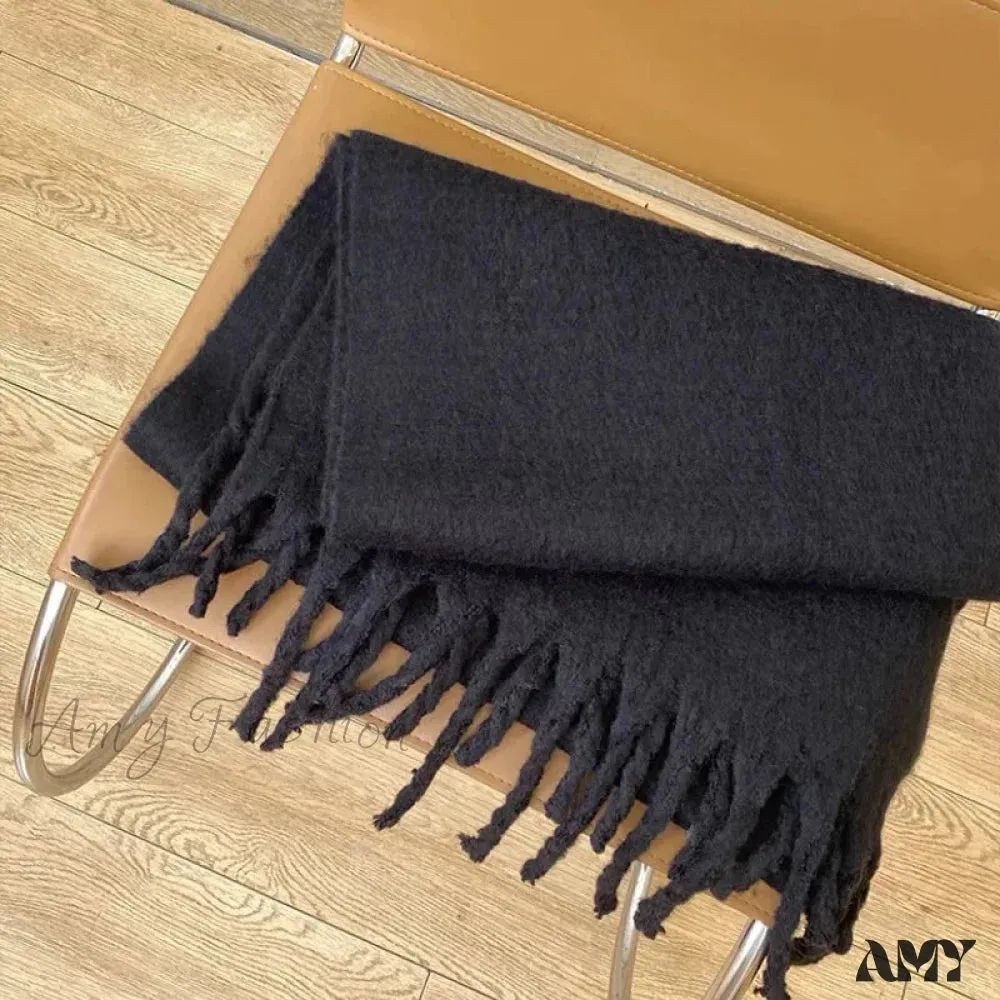 Cashmere Scarves for Women - Thick and Warm Muffler with Tassel Detail