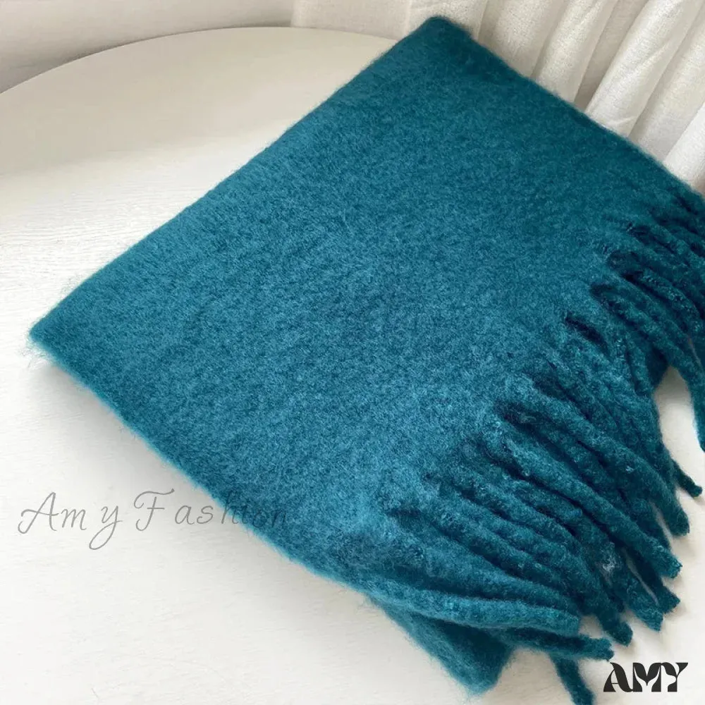 Cashmere Scarves for Women - Thick and Warm Muffler with Tassel Detail