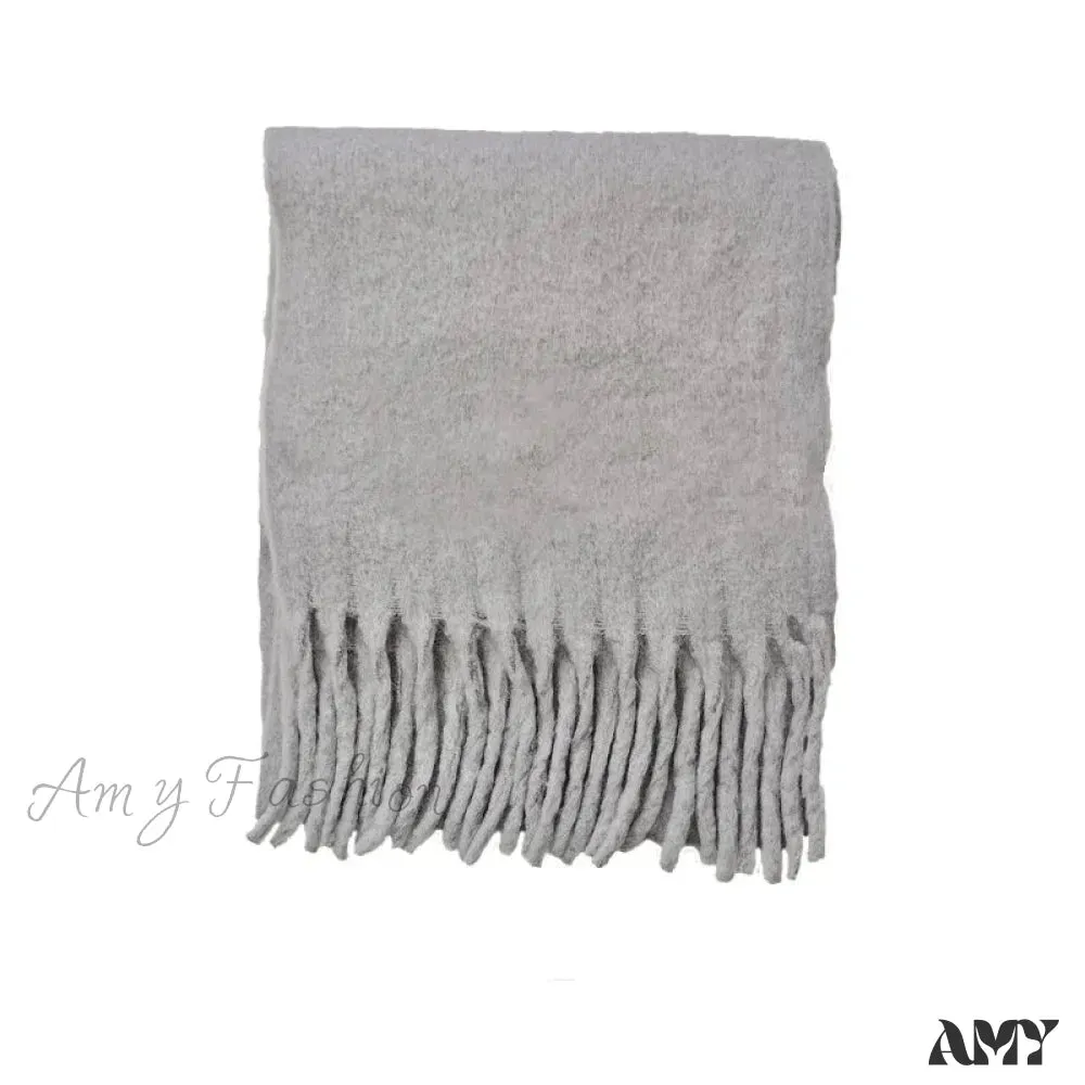 Cashmere Scarves for Women - Thick and Warm Muffler with Tassel Detail