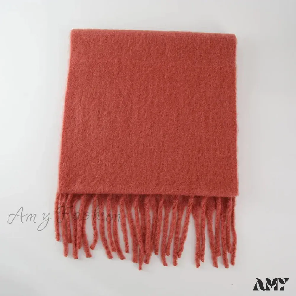 Cashmere Scarves for Women - Thick and Warm Muffler with Tassel Detail