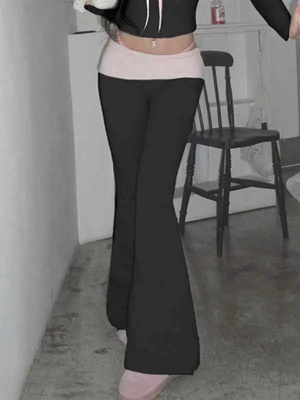 Casual Color Block Flared Pants