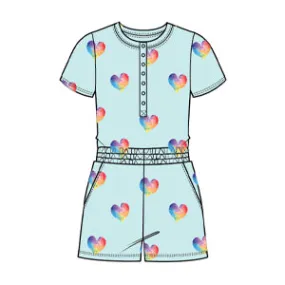 Chaser Rainbow Hearts Girls Romper